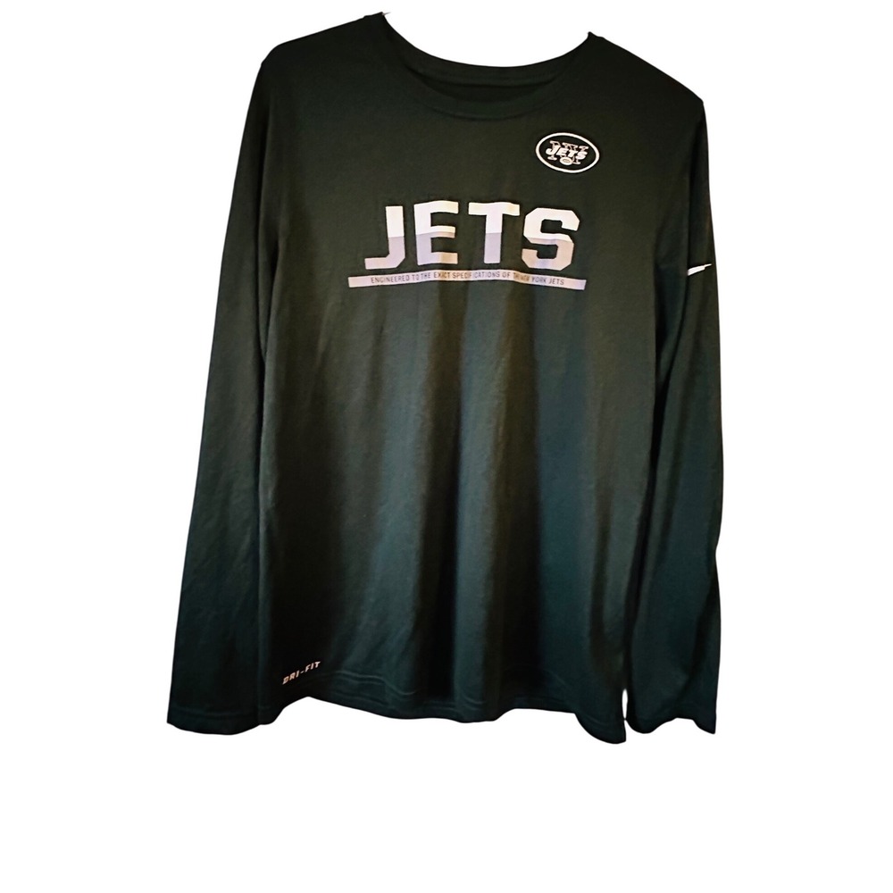 Nike Mens New York Jets Dri FIT Long Sleeve Training Shirt Green Large‎